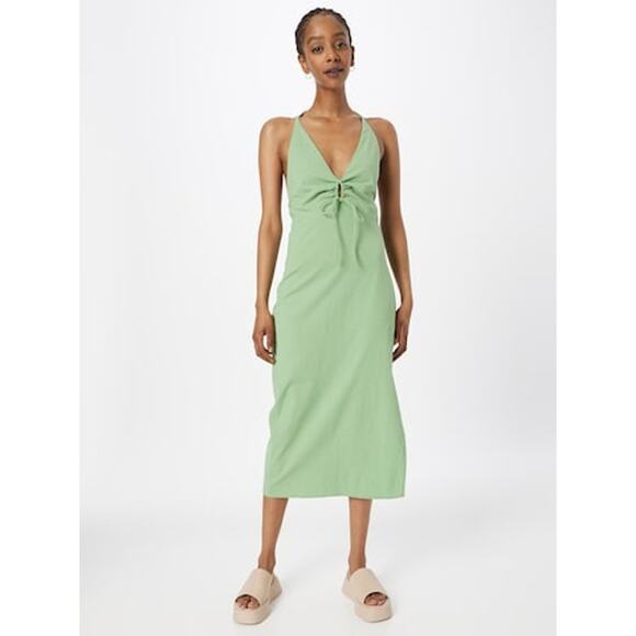 NWT Abercrombie & Fitch Green V-Neckline Midi Dress Size Small - Picture 1 of 8